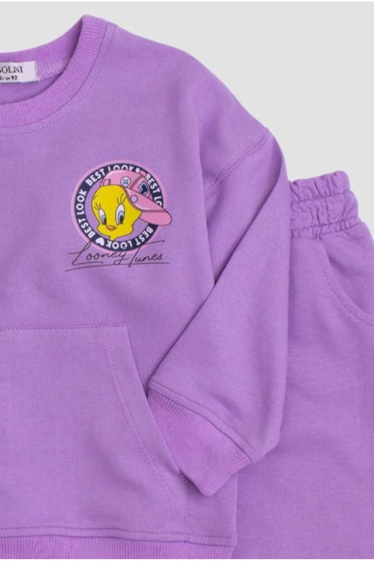 Tweety Lones Tunes Baskılı Oversize Alt Üst Bebek Çocuk Eşorfman Takımı